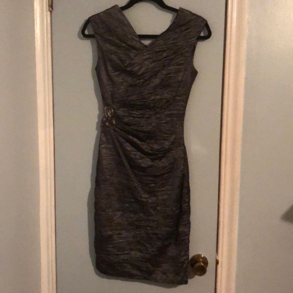 Elegant Charcoal Gray Evening Dress